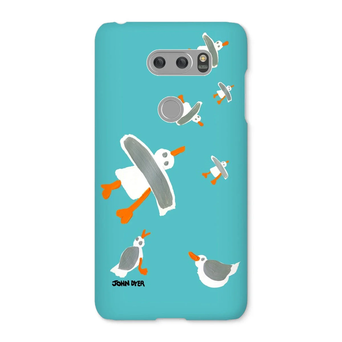 Snap Art Phone Case. Cornish Seagulls - Teal Colour. Artist John Dyer. Cornwall Art Gallery - Image 40