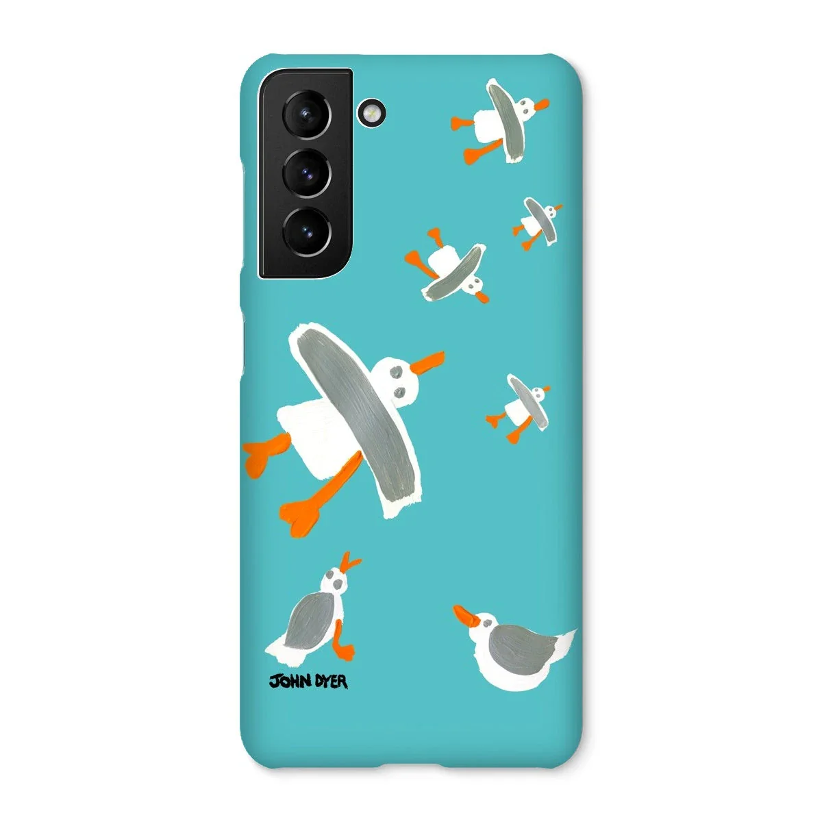 Snap Art Phone Case. Cornish Seagulls - Teal Colour. Artist John Dyer. Cornwall Art Gallery - Image 41