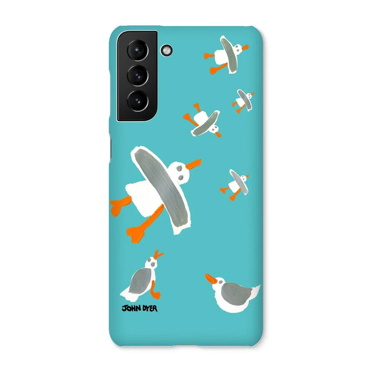 Snap Art Phone Case. Cornish Seagulls - Teal Colour. Artist John Dyer. Cornwall Art Gallery - Image 42