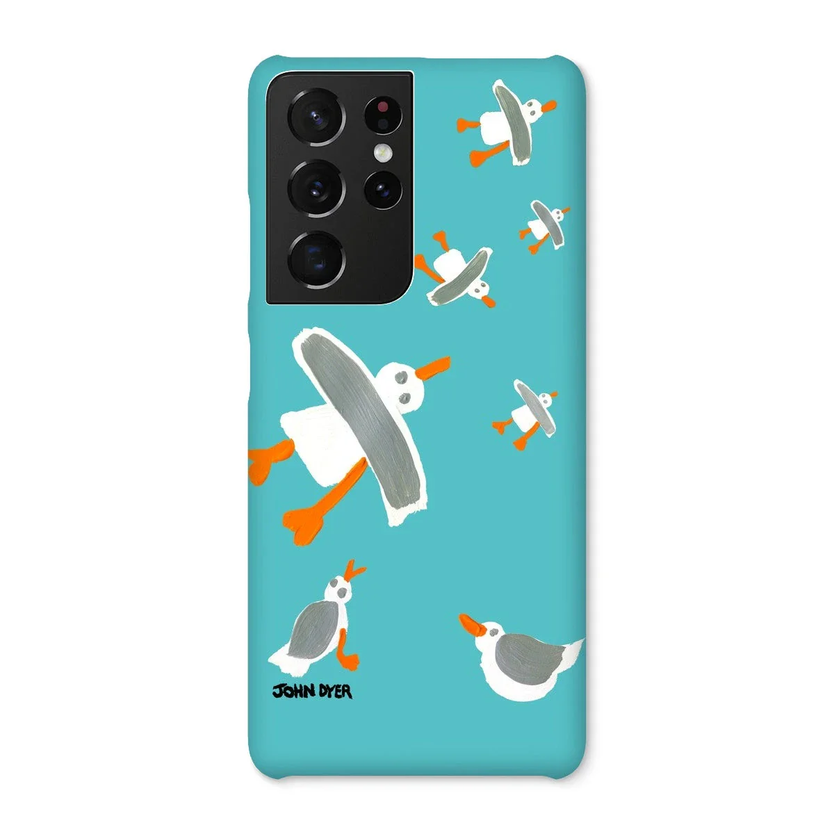 Snap Art Phone Case. Cornish Seagulls - Teal Colour. Artist John Dyer. Cornwall Art Gallery - Image 43