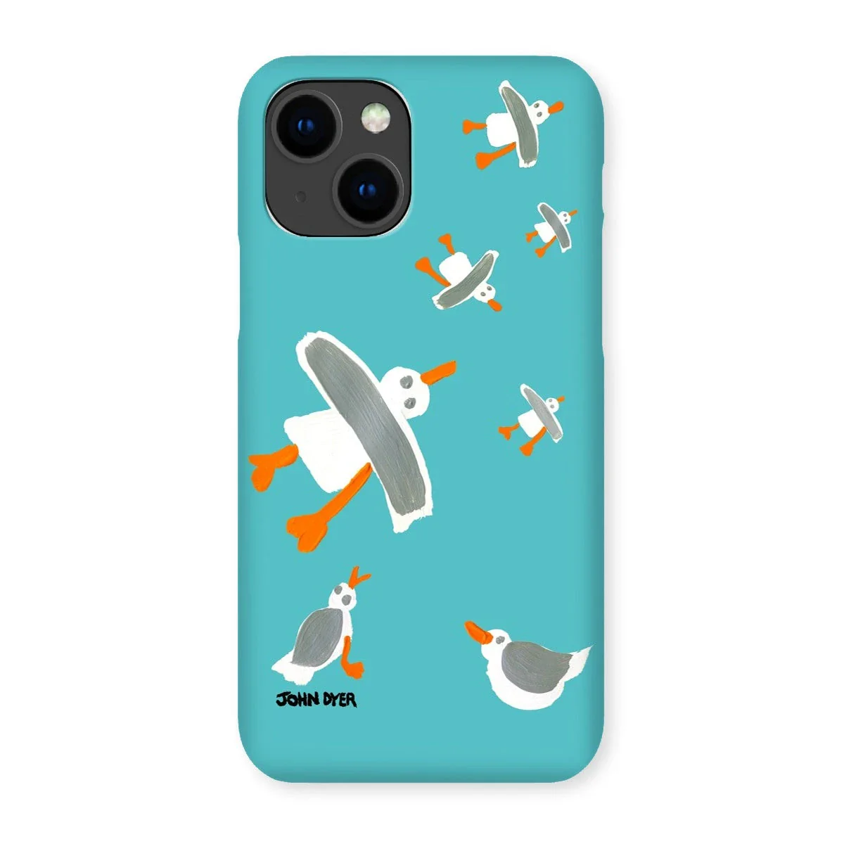 Snap Art Phone Case. Cornish Seagulls - Teal Colour. Artist John Dyer. Cornwall Art Gallery - Image 44