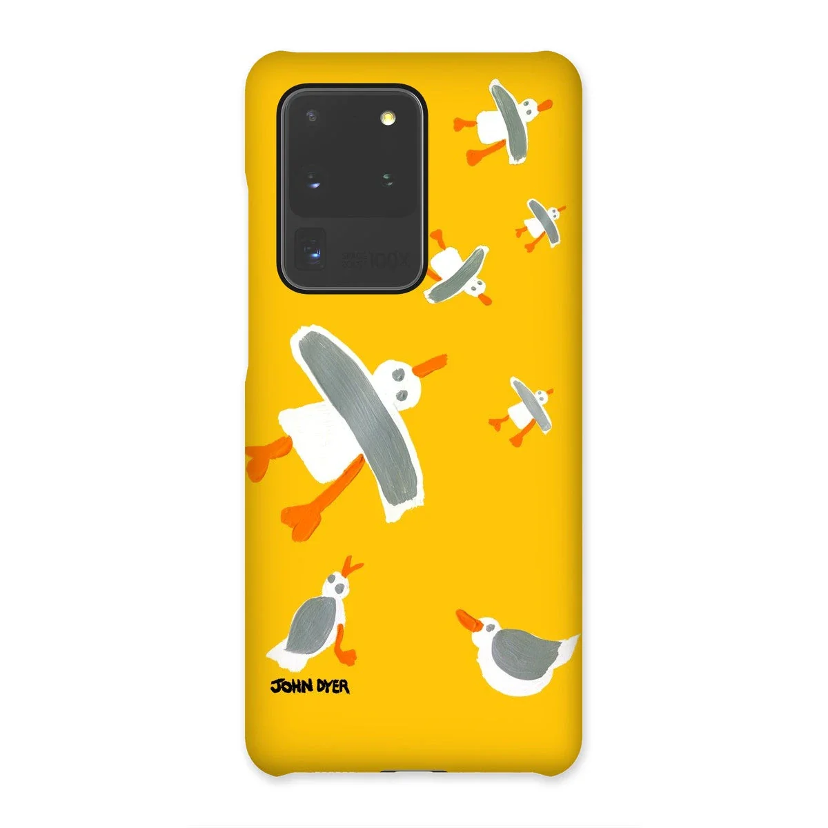 Snap Art Phone Case. Cornish Seagulls - Yellow Colour. Artist John Dyer. Cornwall Art Gallery - Image 2
