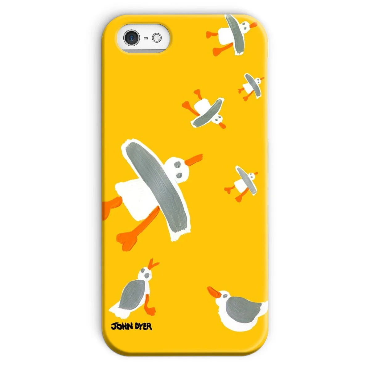 Snap Art Phone Case. Cornish Seagulls - Yellow Colour. Artist John Dyer. Cornwall Art Gallery - Image 33