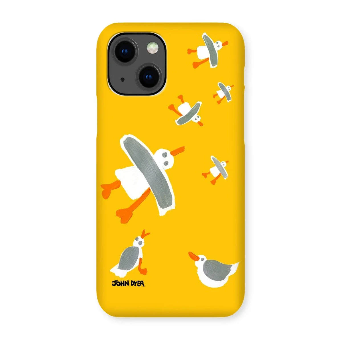 Snap Art Phone Case. Cornish Seagulls - Yellow Colour. Artist John Dyer. Cornwall Art Gallery - Image 4