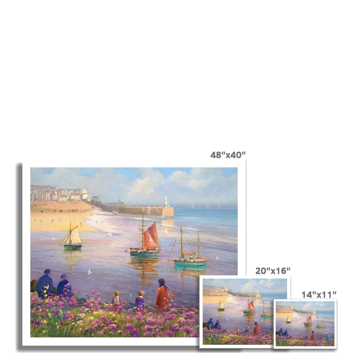 Ted Dyer Fine Art Print. Open Edition Cornish Art Beach Print. 'Soft Light and Summer Flowers. St Ives'. Cornwall Art Gallery - Image 3