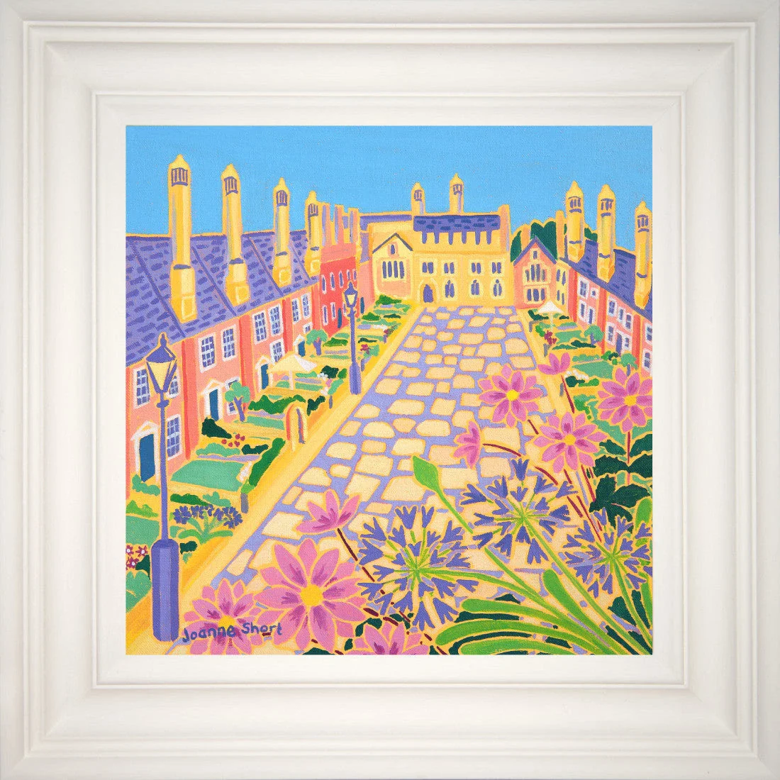 'Summer Flowers, Vicars' Close Garden, Wells'. 12x12 inches original art oil on canvas. Paintings of Somerset by Artist Joanne Short. Somerset Art Gallery - Image 2