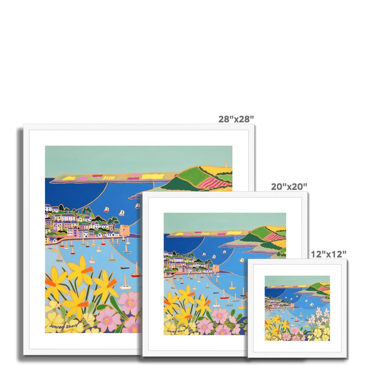 Joanne Short Framed Open Edition Cornish Art Print. 'Spring Flowers Polruan, Fowey River'. Cornwall Art Gallery - Image 4