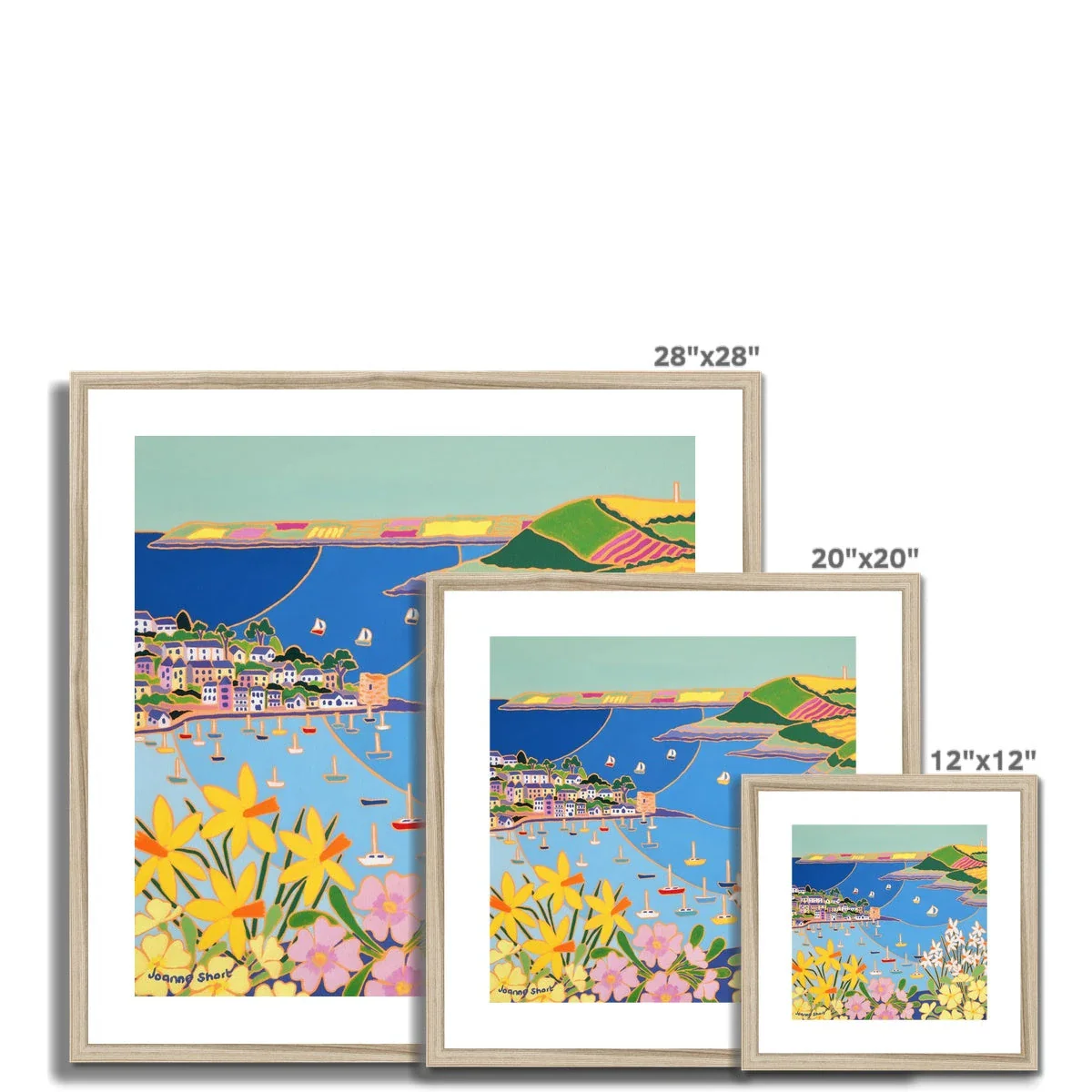 Joanne Short Framed Open Edition Cornish Art Print. 'Spring Flowers Polruan, Fowey River'. Cornwall Art Gallery - Image 6