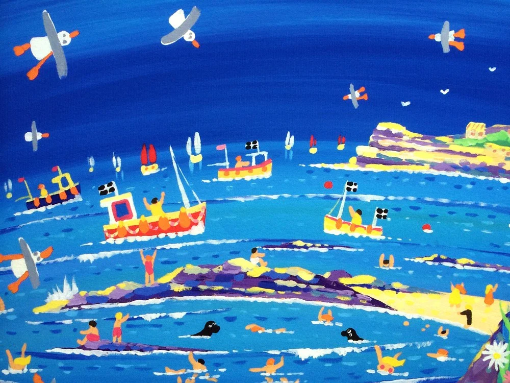 Limited Edition Print by Cornish Artist John Dyer. 'Spring Fun, Godrevy Lighthouse'. Cornwall Art Gallery Print - Image 8