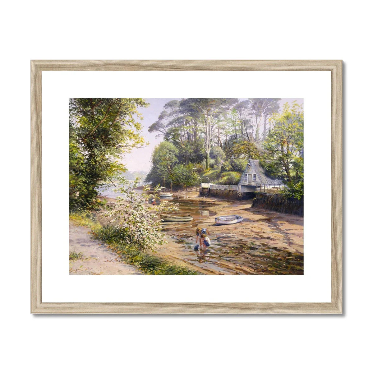 Ted Dyer Framed Open Edition Cornish Fine Art Print. 'Springtime at Helford'. Cornwall Art Gallery - Image 3