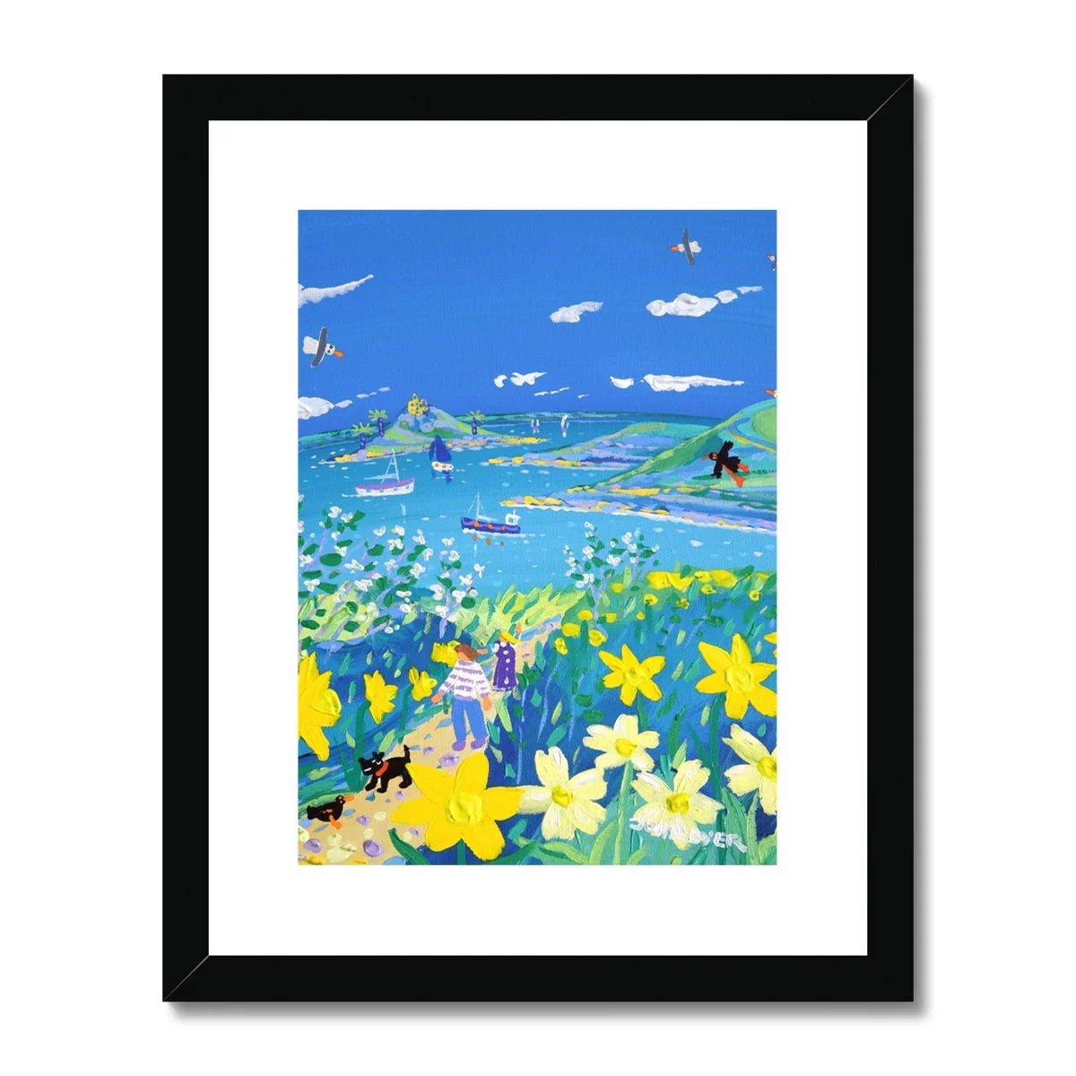 John Dyer Framed Open Edition Cornish Fine Art Print. 'Springtime Stroll, Mount's Bay'. Cornwall Art Gallery - Image 2