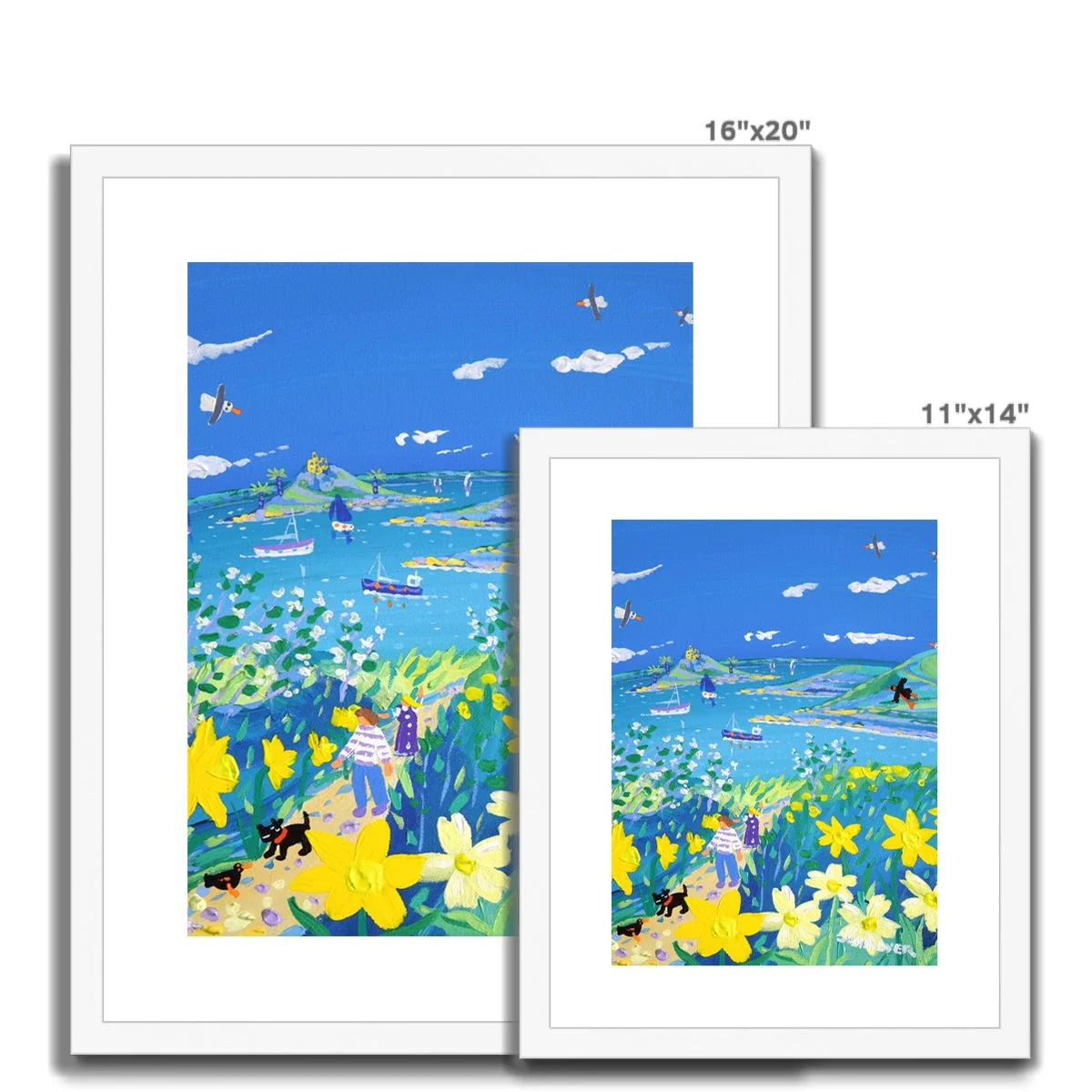 John Dyer Framed Open Edition Cornish Fine Art Print. 'Springtime Stroll, Mount's Bay'. Cornwall Art Gallery - Image 4