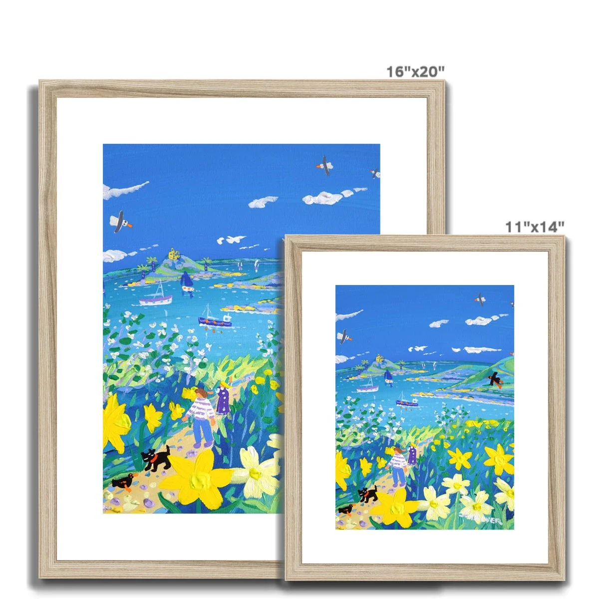 John Dyer Framed Open Edition Cornish Fine Art Print. 'Springtime Stroll, Mount's Bay'. Cornwall Art Gallery - Image 6
