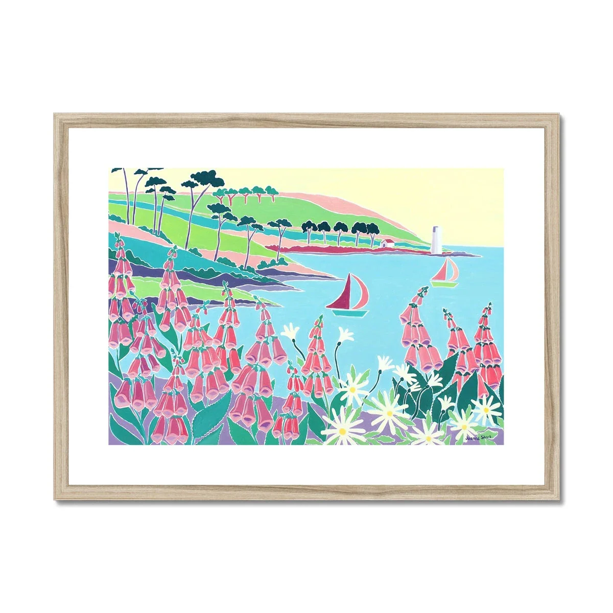 Joanne Short Framed Open Edition Cornish Art Print. 'Sailing Past the Lighthouse, St Anthony Headland'. Cornwall Art Gallery - Image 3