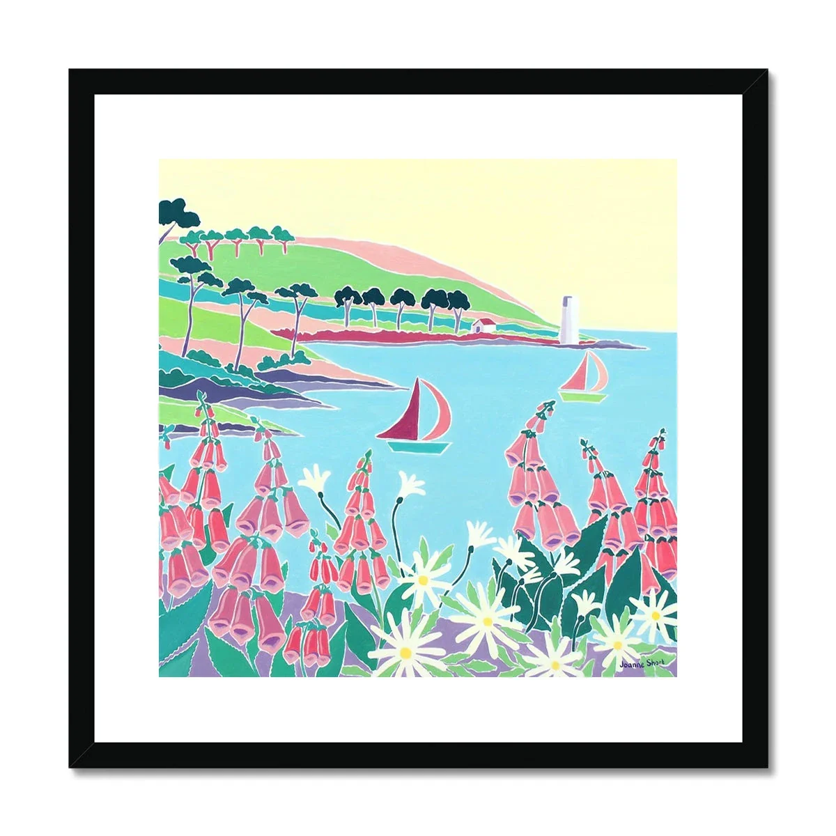 Joanne Short Framed Open Edition Cornish Art Print. 'Sailing Past the Lighthouse, St Anthony Headland'. Cornwall Art Gallery - Image 5