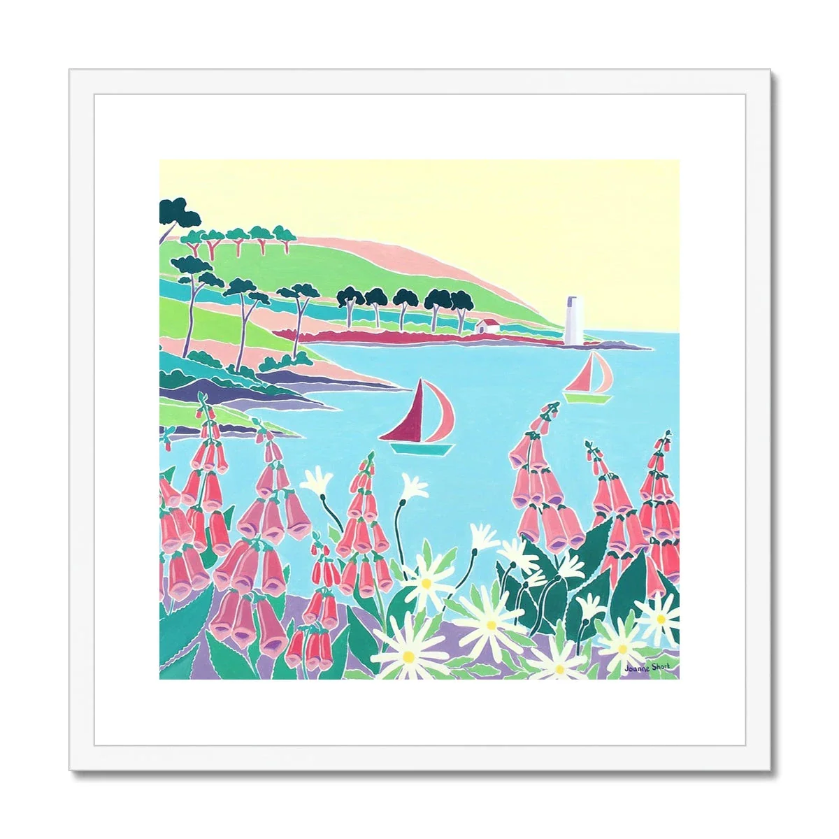 Joanne Short Framed Open Edition Cornish Art Print. 'Sailing Past the Lighthouse, St Anthony Headland'. Cornwall Art Gallery - Image 6