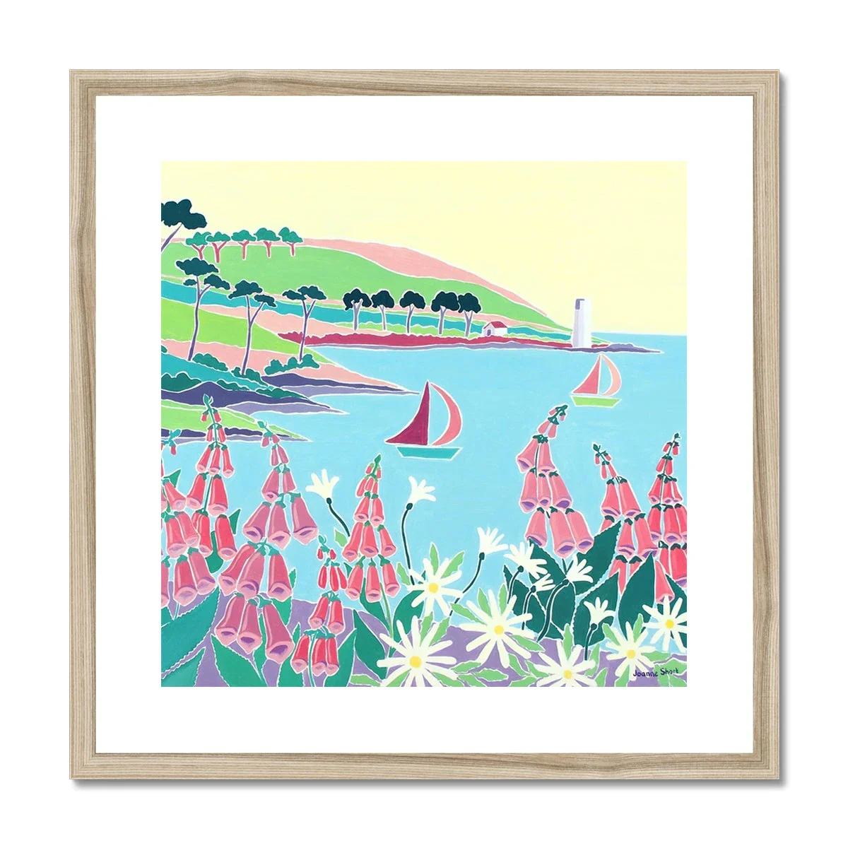 Joanne Short Framed Open Edition Cornish Art Print. 'Sailing Past the Lighthouse, St Anthony Headland'. Cornwall Art Gallery - Image 7