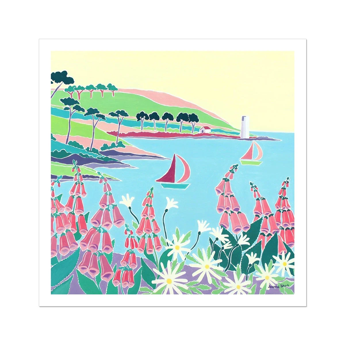 Joanne Short Open Edition Cornish Art Print. 'Sailing Past the Lighthouse, St Anthony Headland'. Cornwall Art Gallery - Image 2