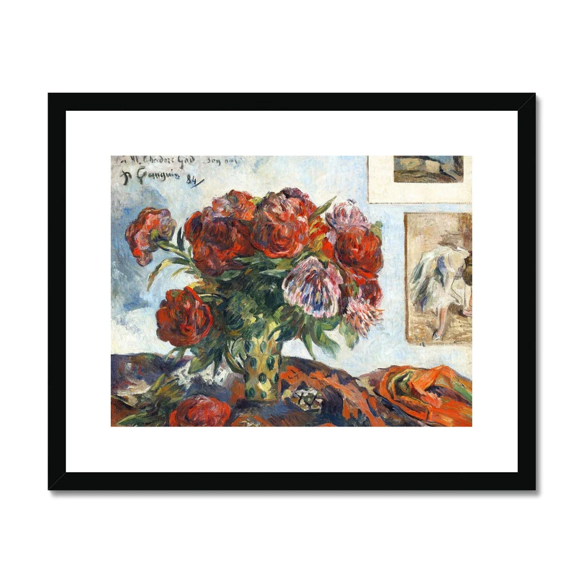 'Still Life with Peonies'. Garden Flowers. Still Life by Paul Gaugin. Framed Open Edition Fine Art Print. Historic Art - Image 2