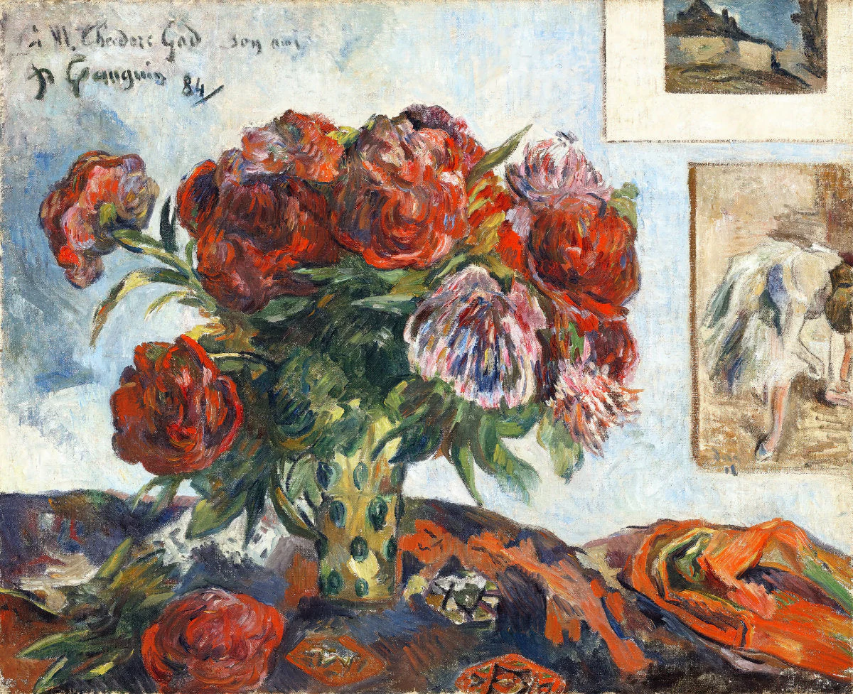 'Still Life with Peonies'. Garden Flowers. Still Life by Paul Gaugin. Open Edition Fine Art Print. Historic Art - Image 4