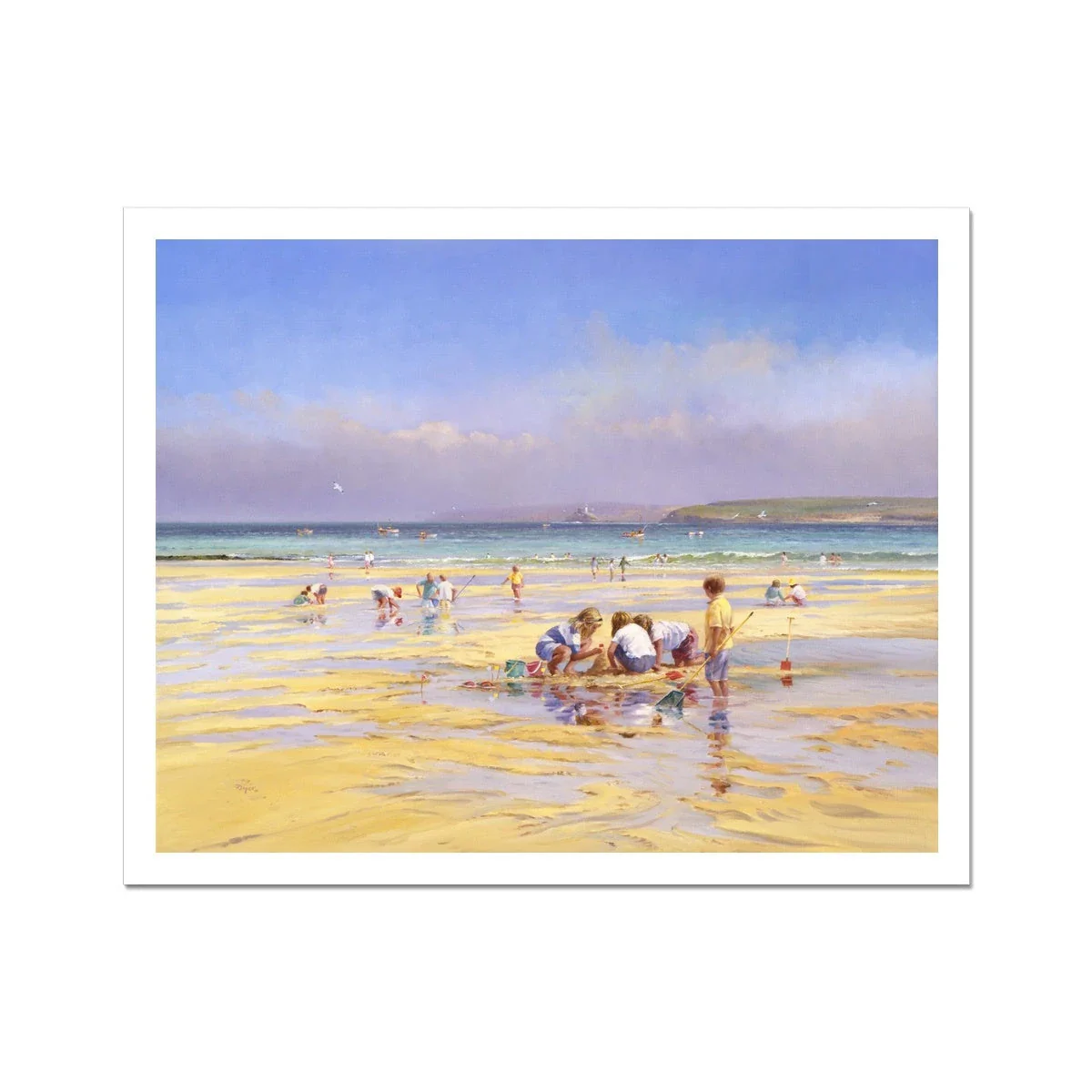 Ted Dyer Fine Art Beach Print. Open Edition Cornish Art Print. 'Summer Days, St Ives'. Cornwall Art Gallery