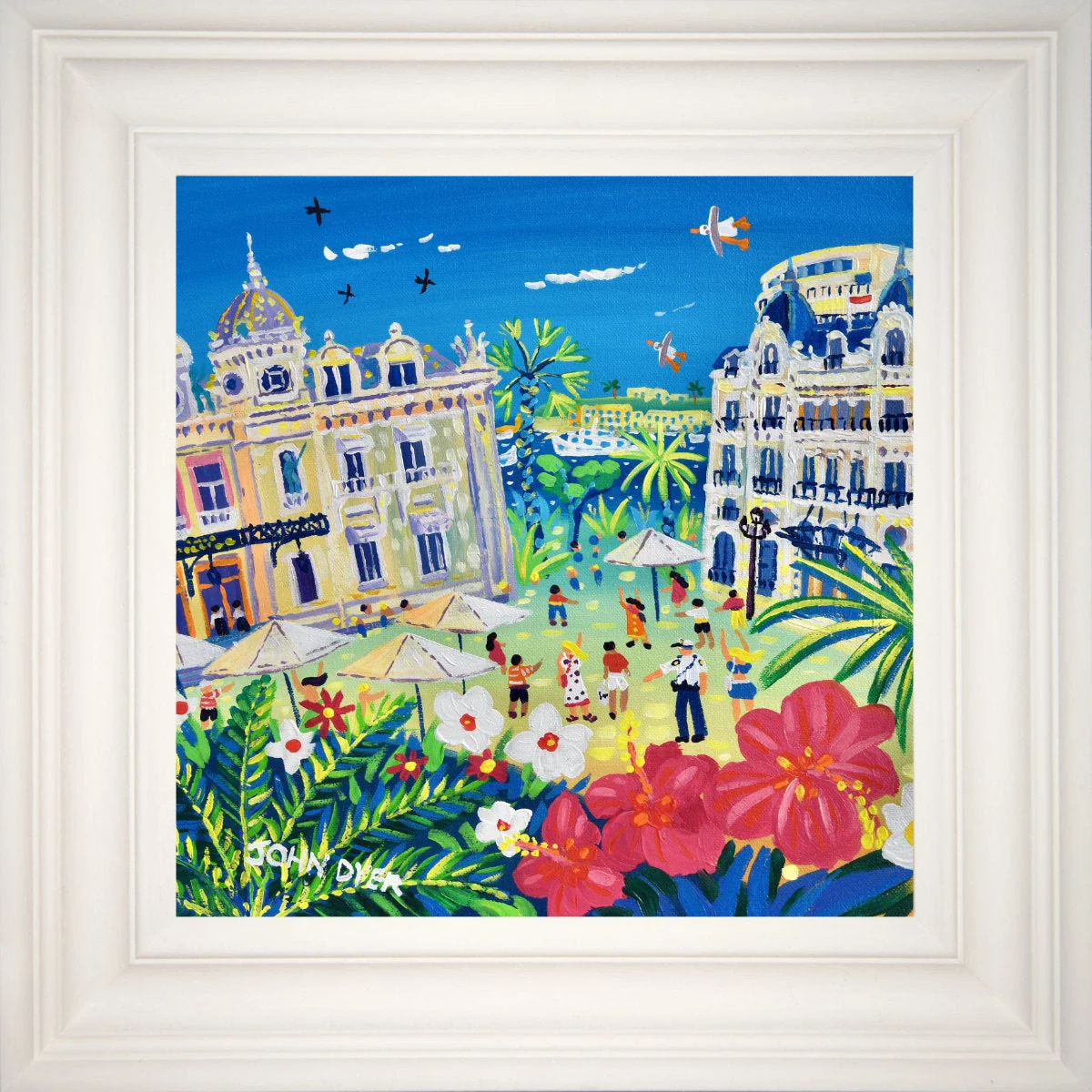 'Summer Flowers at Monte Carlo', 12x12 inches acrylic on canvas. Paintings of Monaco by British Artist John Dyer. French Art Gallery - Image 2