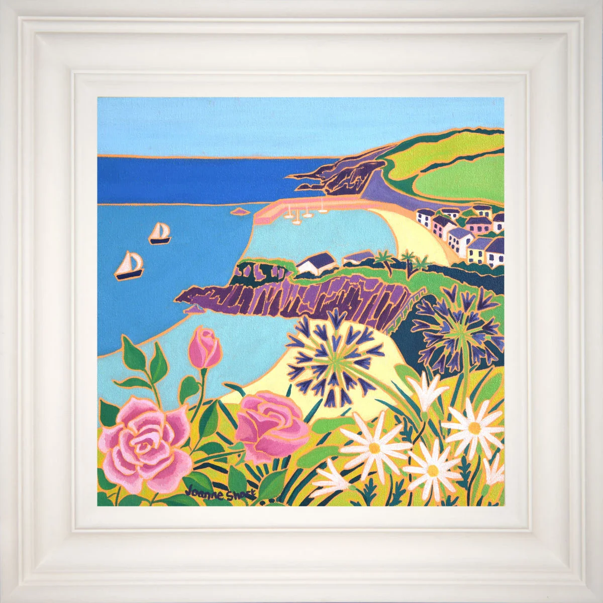 'Summer Flowers, Gorran Haven', 12x12 inches oil on canvas. Painting by Cornish Artist Joanne Short. Cornish Art from our Cornwall Art Gallery - Image 2
