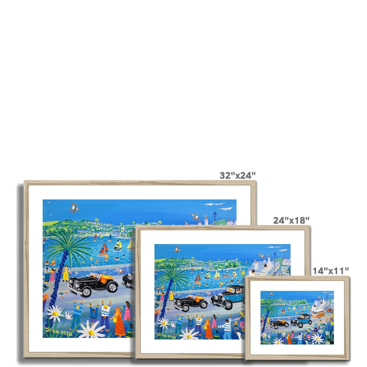 John Dyer Framed Open Edition Cornish Art Print. 'Summer Fun at the Fowey Classic Car Parade, Cornwall'. - Image 12