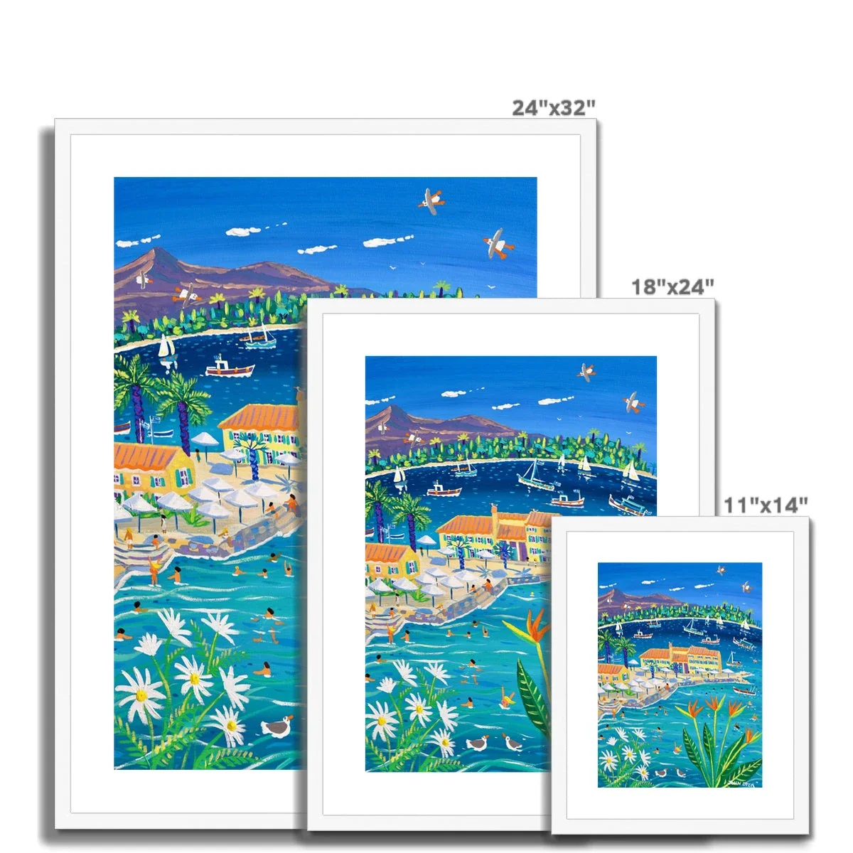 John Dyer Greece Artwork. Framed Open Edition Art Print. 'Sun-Drenched Days, Faliraki, Corfu Town, Greece' Greek Art Gallery - Image 10