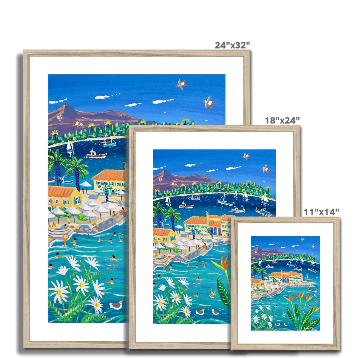 John Dyer Greece Artwork. Framed Open Edition Art Print. 'Sun-Drenched Days, Faliraki, Corfu Town, Greece' Greek Art Gallery - Image 12
