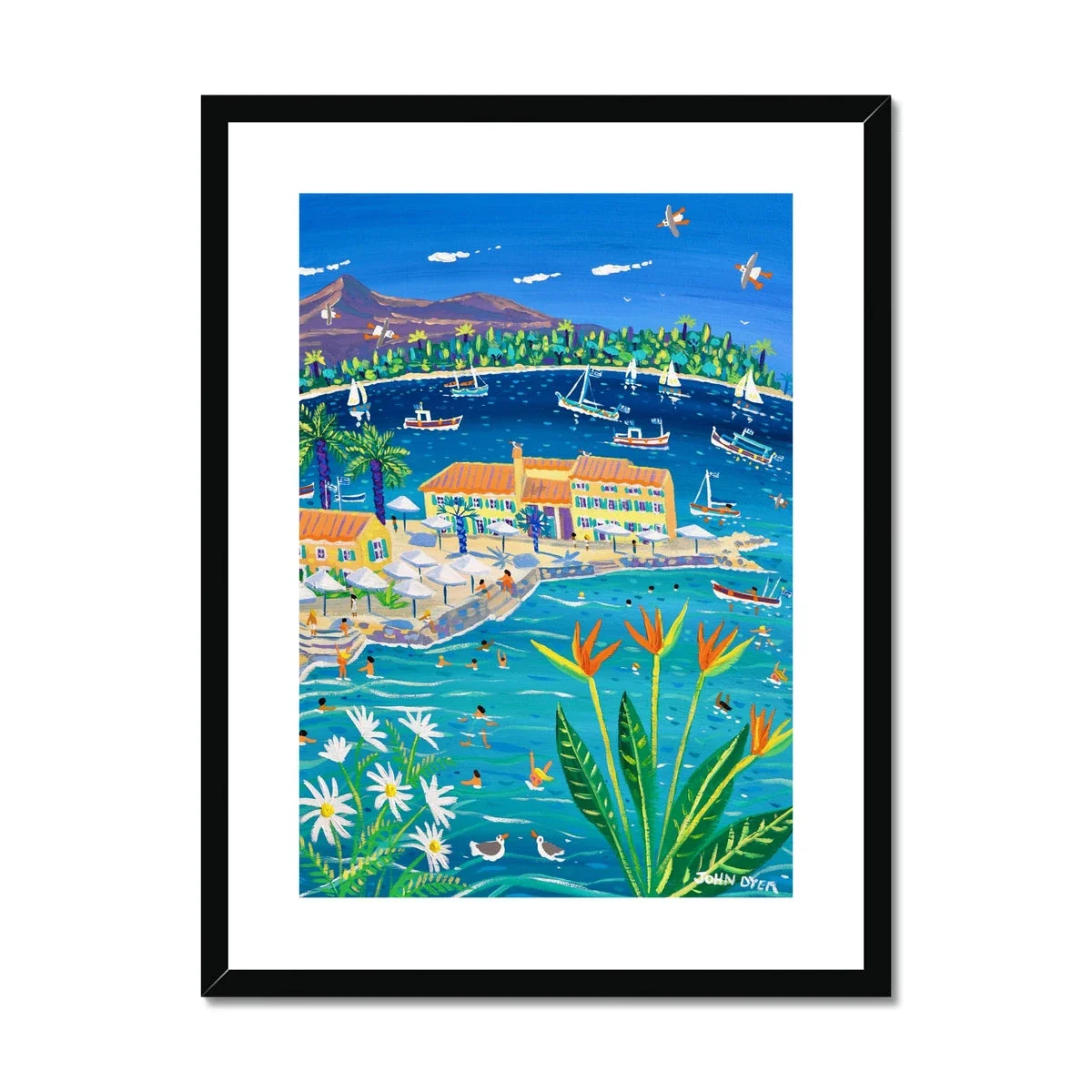 John Dyer Greece Artwork. Framed Open Edition Art Print. 'Sun-Drenched Days, Faliraki, Corfu Town, Greece' Greek Art Gallery - Image 2