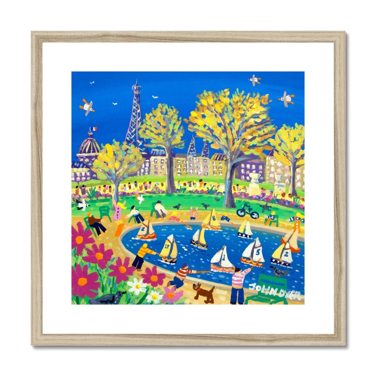 John Dyer Framed Open Edition City Fine Art Print. 'Sunday Afternoon in the Park, Paris, France'. French Art Gallery - Image 3