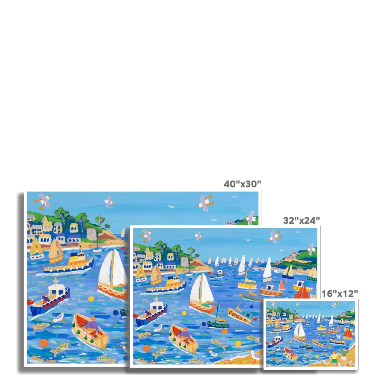 John Dyer Fine Art Print. Open Edition Cornish Art Print. 'Sunday Sailing, Fowey'. Cornwall Art Gallery - Image 3