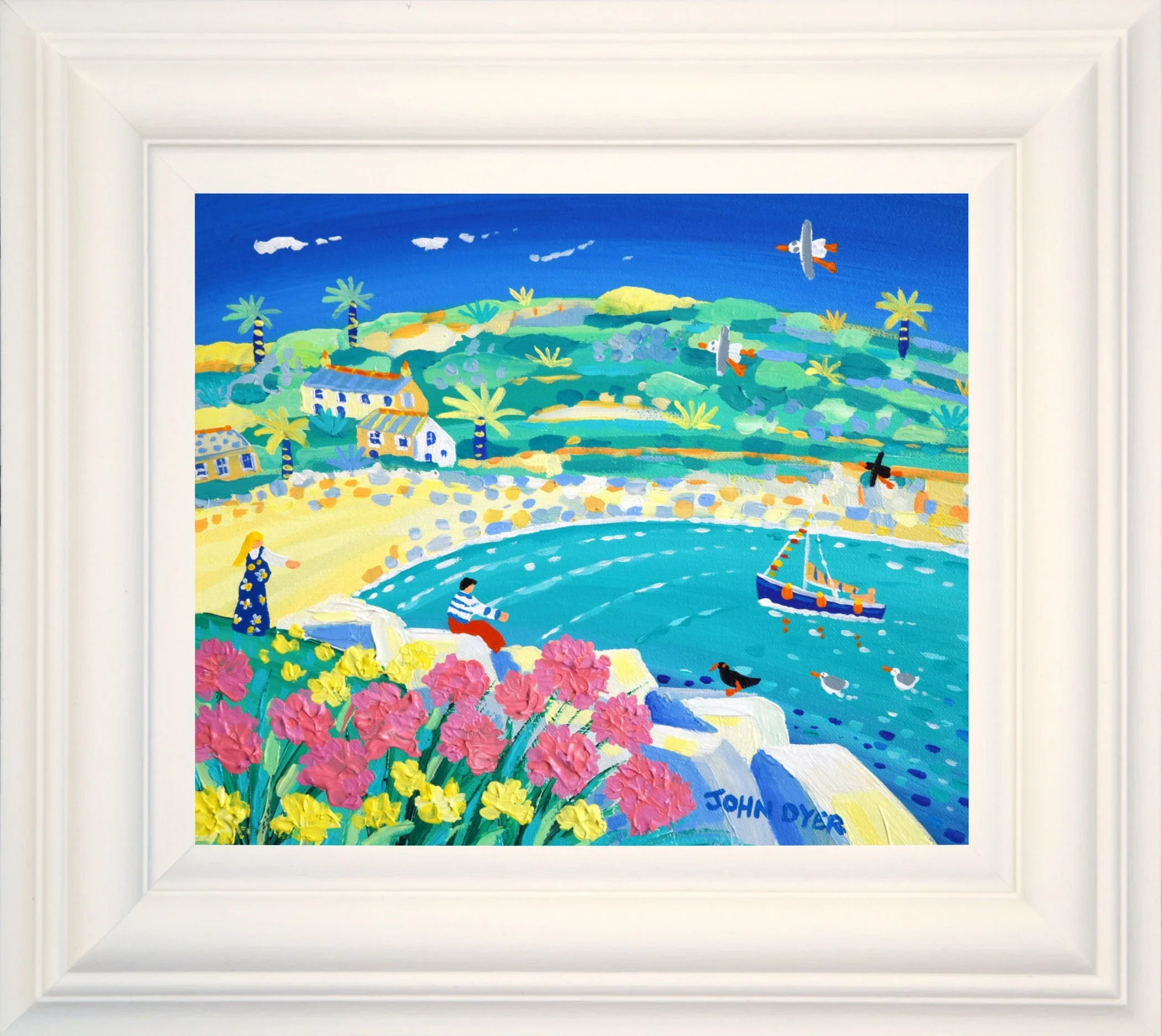 'Sunny Day, Lamorna Cove', 12x10 inches acrylic on canvas. Cornwall Painting by Cornish Artist John Dyer. Cornish Art from our Cornwall Art Gallery - Image 2