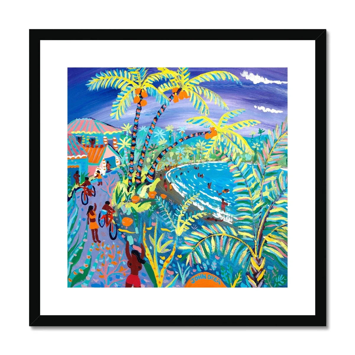 John Dyer Framed Open Edition Cornish Art Print. 'Swaying Caribbean Coconuts, Costa Rica'. Caribbean Art Gallery - Image 2