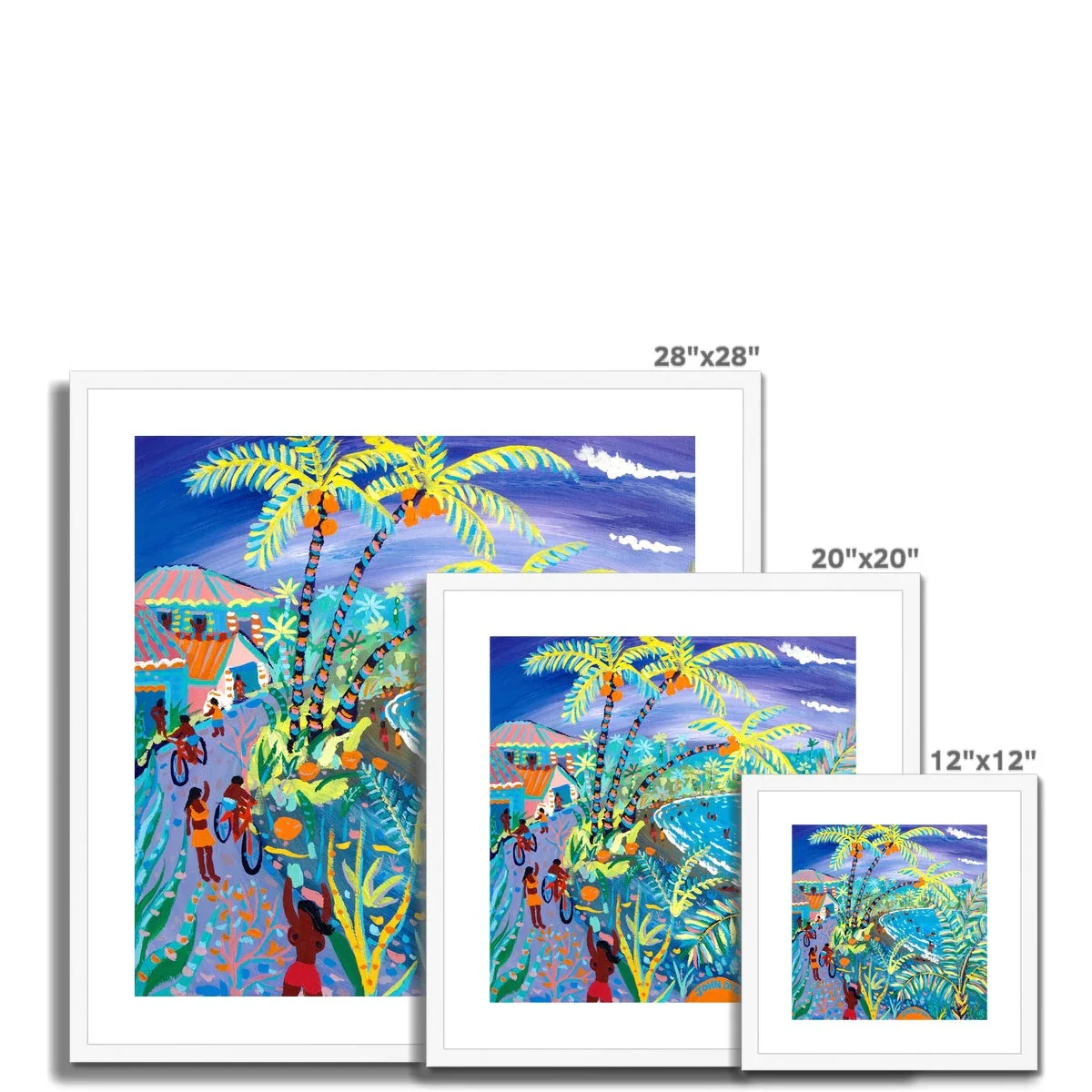 John Dyer Framed Open Edition Cornish Art Print. 'Swaying Caribbean Coconuts, Costa Rica'. Caribbean Art Gallery - Image 4