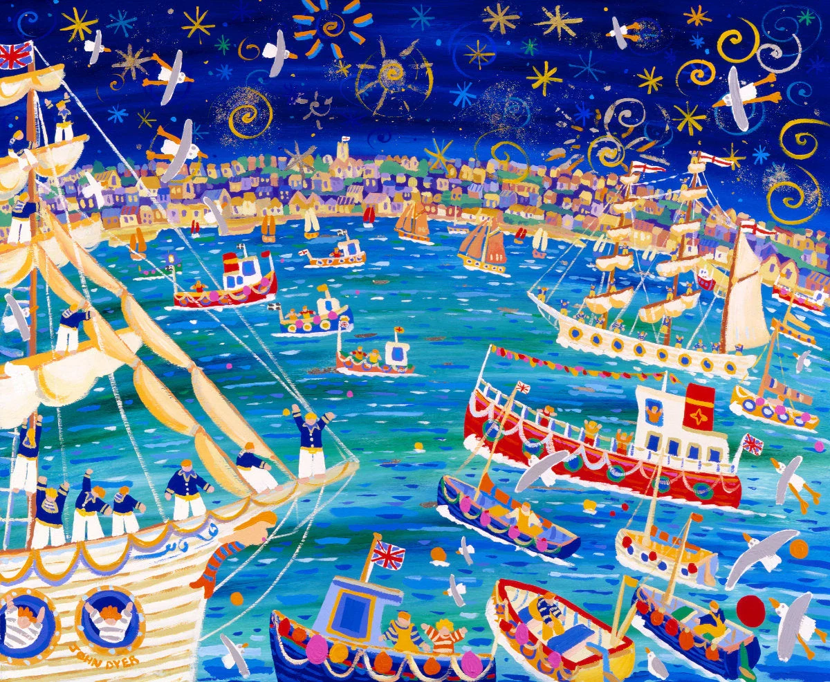 John Dyer Fine Art Print. Open Edition Cornish Art Print. 'Tall Ships and Small Ships 1998' Cornwall Art Gallery Coastal Print - Image 4