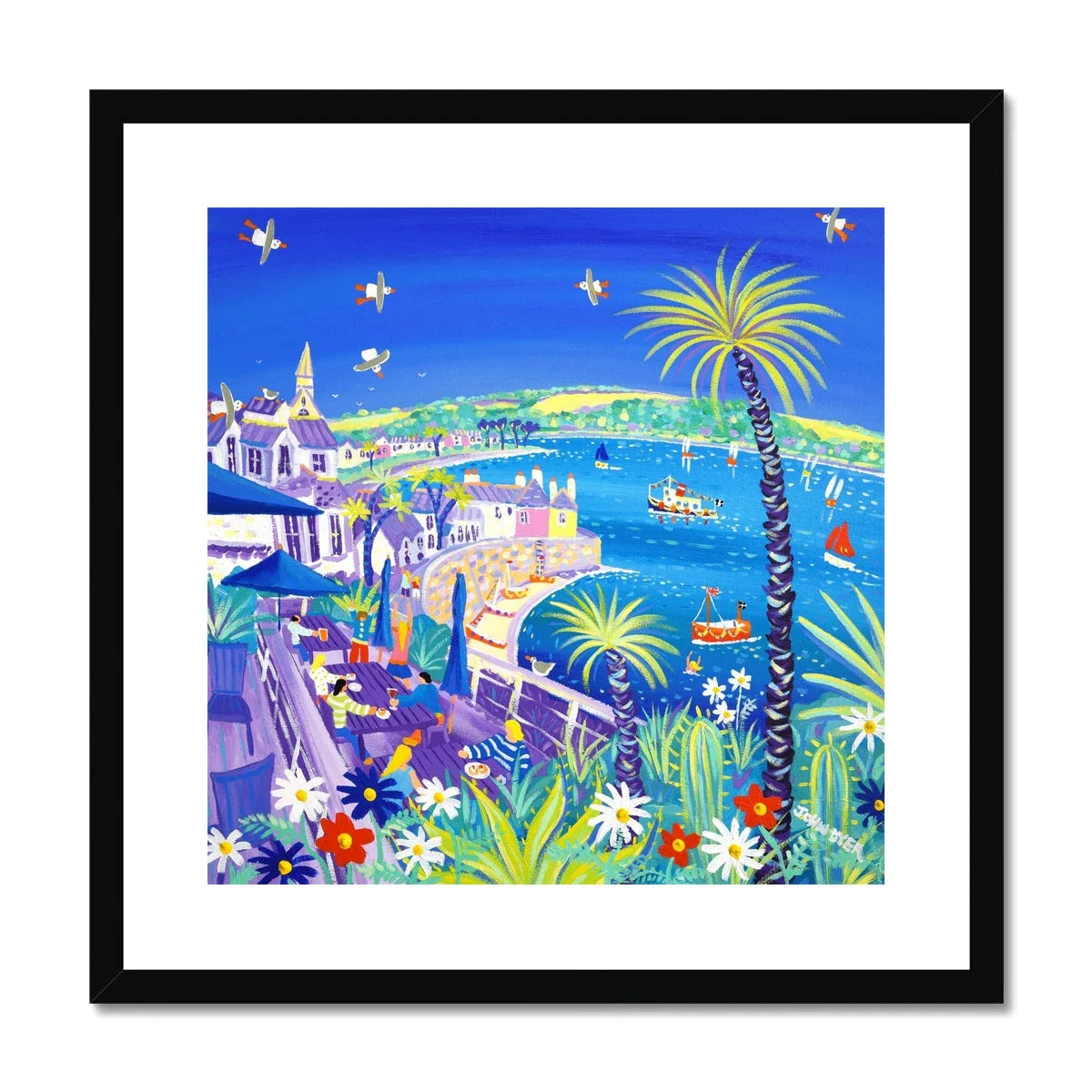 John Dyer Framed Open Edition Cornish Art Print. 'Teatime Treats at the Tresanton Hotel, St Mawes'. Cornwall Art Gallery - Image 2