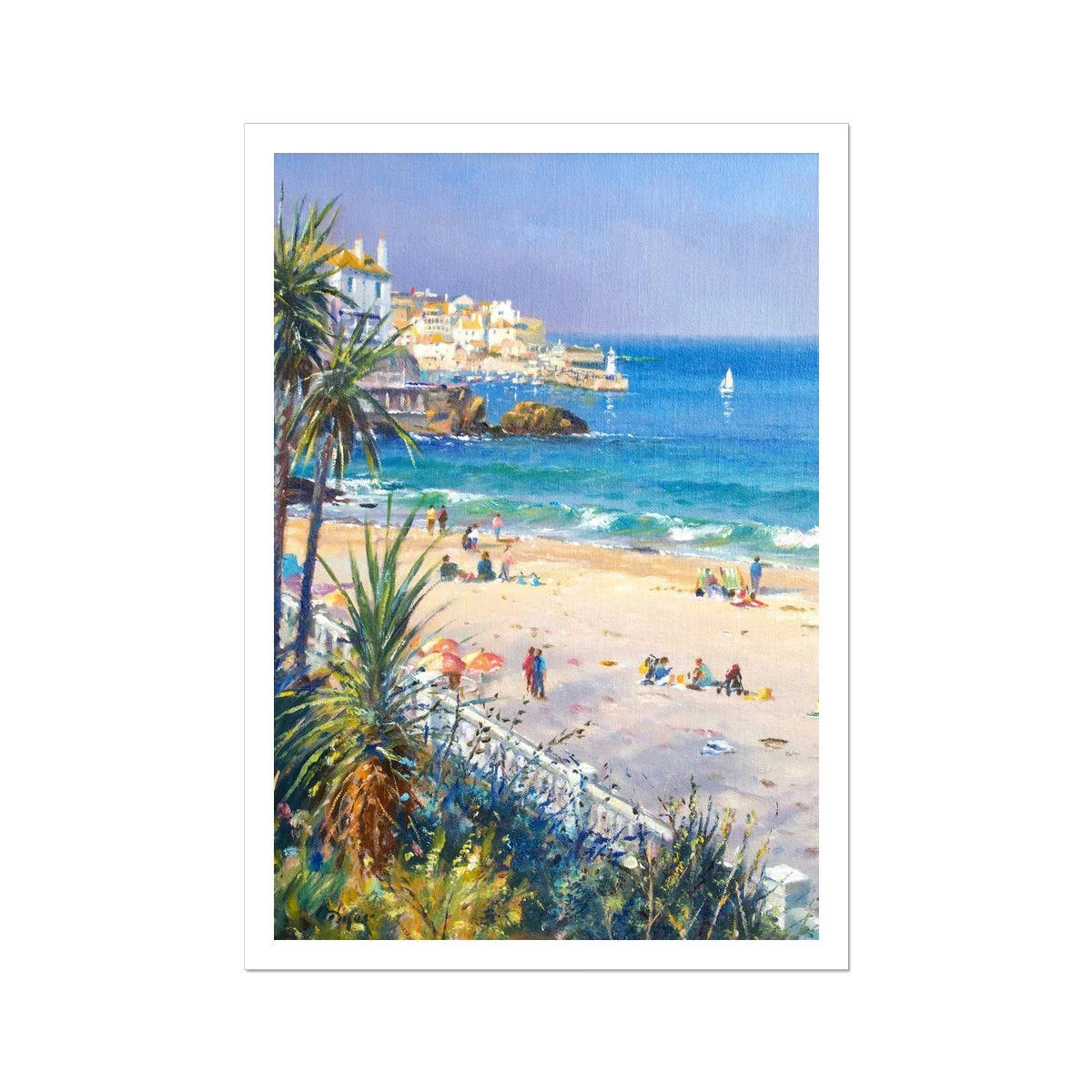 Ted Dyer Fine Art Print. Open Edition Cornish Art Print. 'Afternoon on the Beach. St Ives'. Cornwall Art Gallery - Image 2