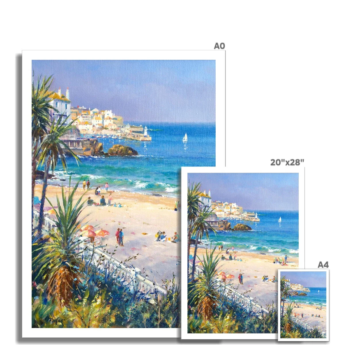 Ted Dyer Fine Art Print. Open Edition Cornish Art Print. 'Afternoon on the Beach. St Ives'. Cornwall Art Gallery - Image 4