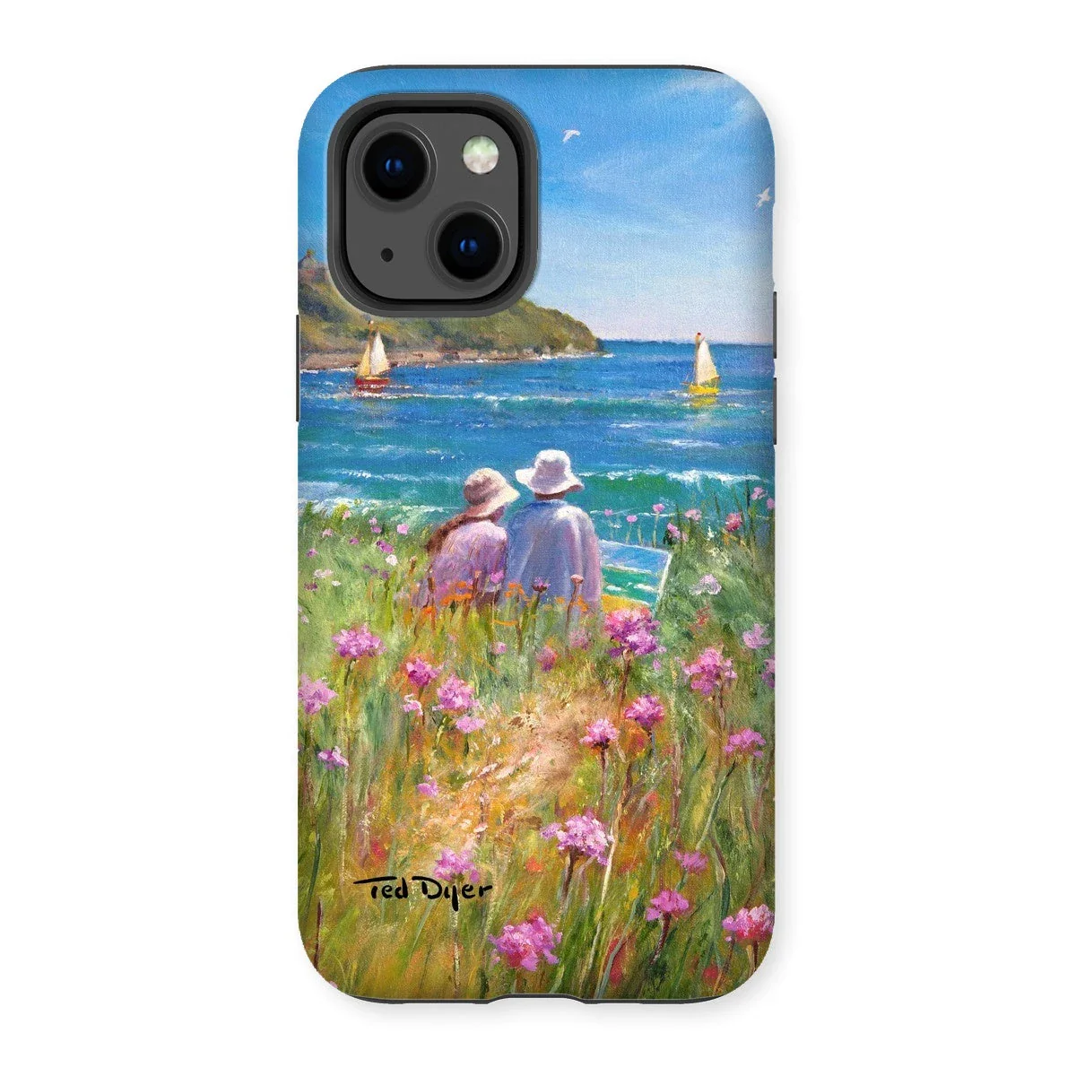 Tough Art Phone Case. 'Sea Pinks and Painters'. Artist Ted Dyer. Cornwall Art Gallery