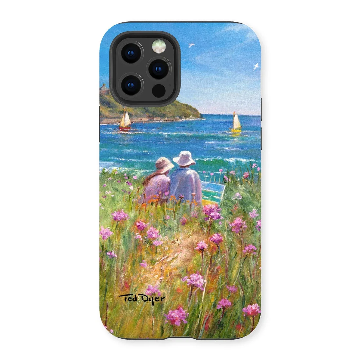 Tough Art Phone Case. 'Sea Pinks and Painters'. Artist Ted Dyer. Cornwall Art Gallery - Image 3