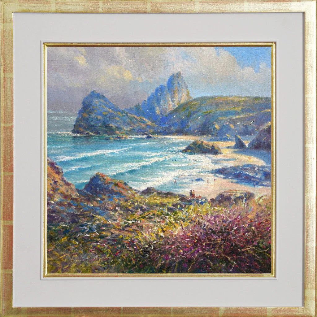 Ted Dyer painting. Soft Light, Kynance Cove. 14 x 14 inches oil on canvas. - Image 2