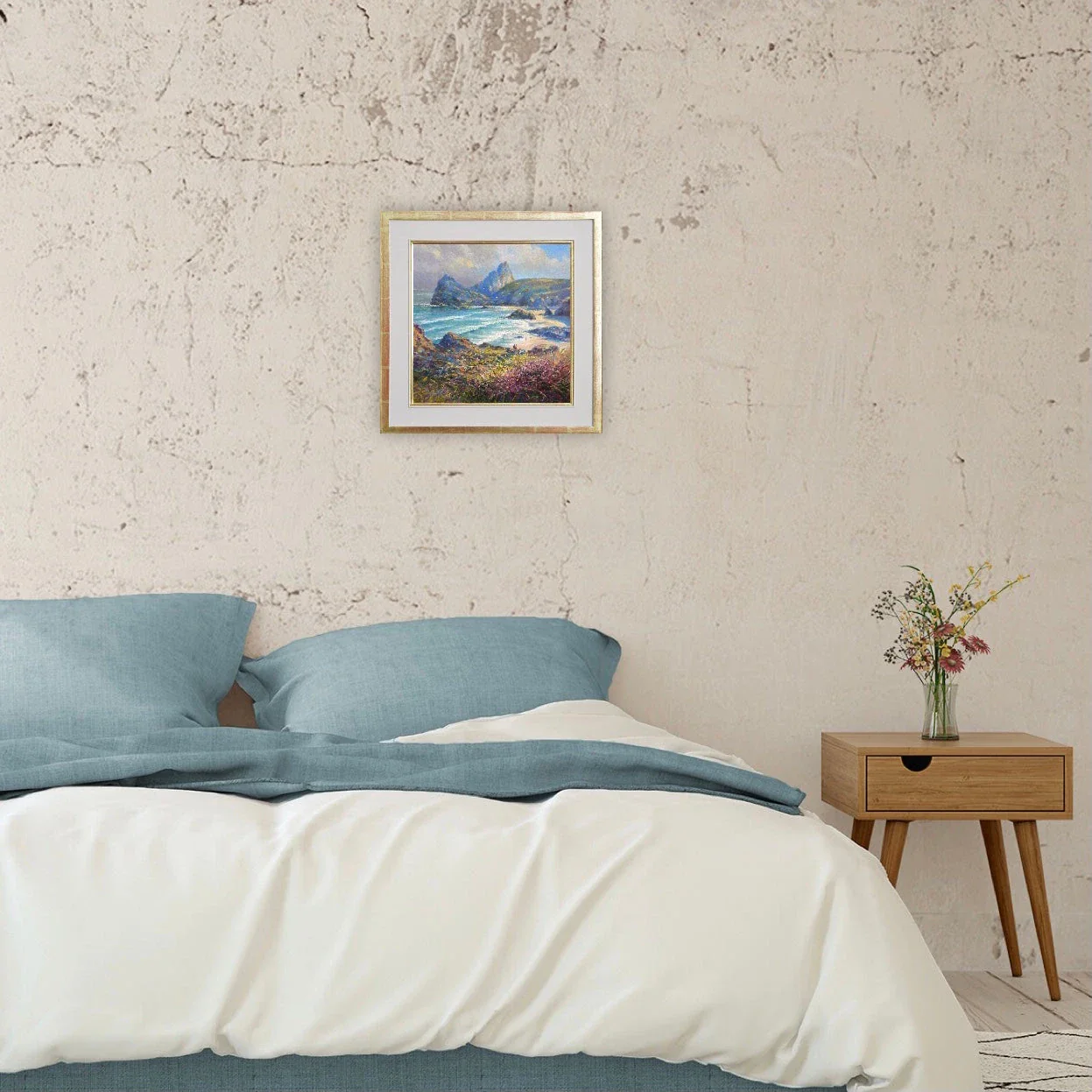 Ted Dyer painting. Soft Light, Kynance Cove. 14 x 14 inches oil on canvas. - Image 5