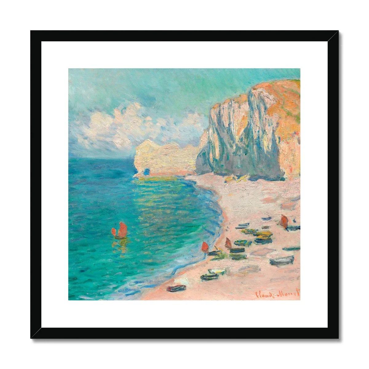 Claude Monet Framed Open Edition Art Print. 'The Beach and the Falaise d'Amont'. Art Gallery Historic Art - Image 2