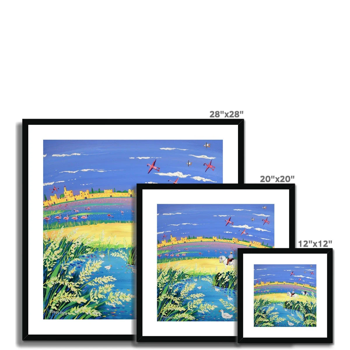 John Dyer Framed Open Edition French Art Print. 'The Spirit of the Camargue, White Horses, Rice and Flamingoes, Aigues-Mortes, Provence'. - Image 6