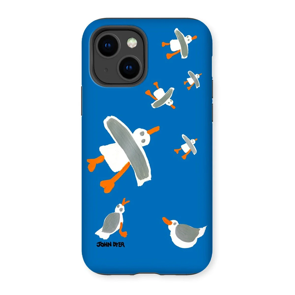 Tough Art Phone Case. Cornish Seagulls - Blue Colour. Artist John Dyer. Cornwall Art Gallery - Image 24
