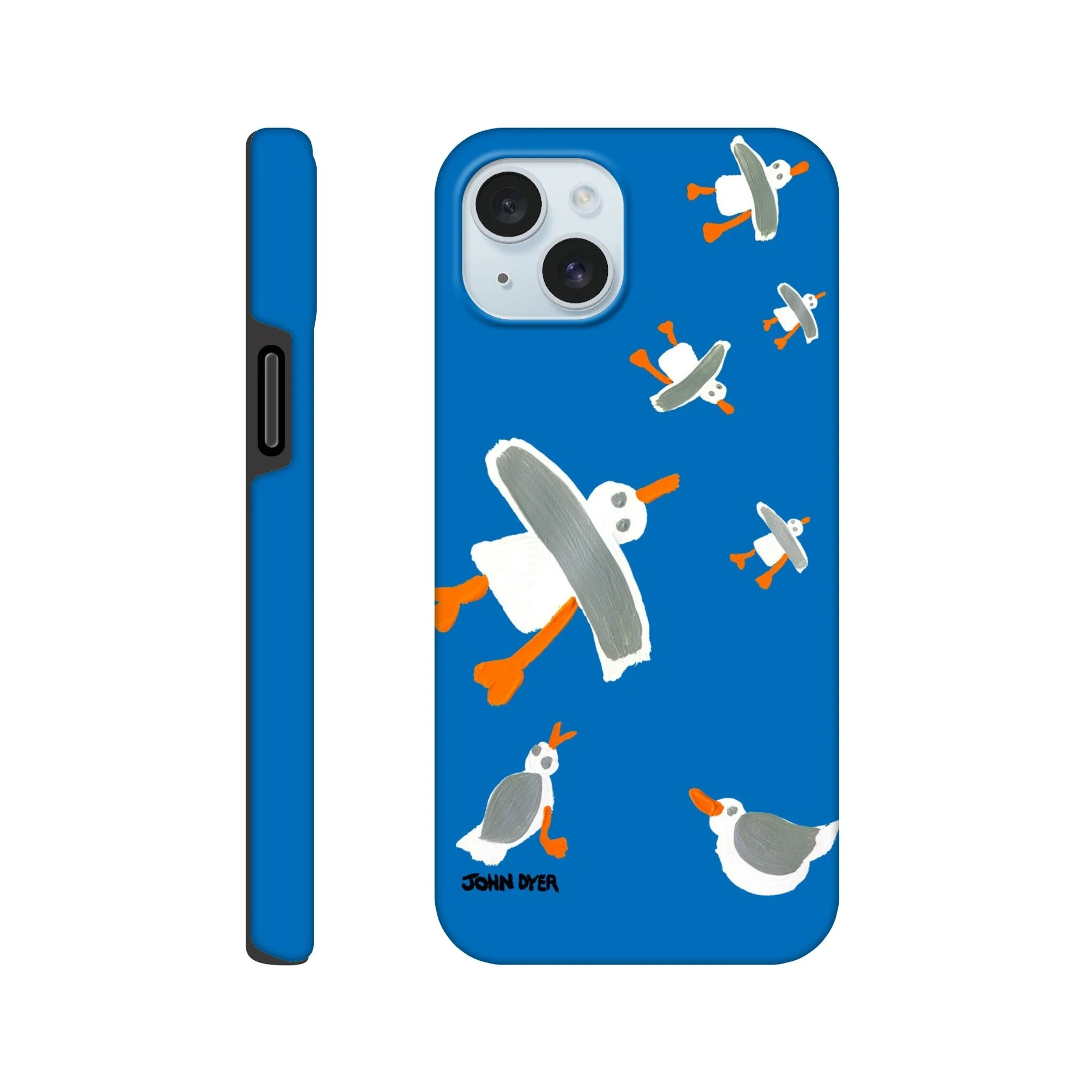 Tough Art Phone Case. Cornish Seagulls - Blue Colour. Artist John Dyer. Cornwall Art Gallery - Image 30