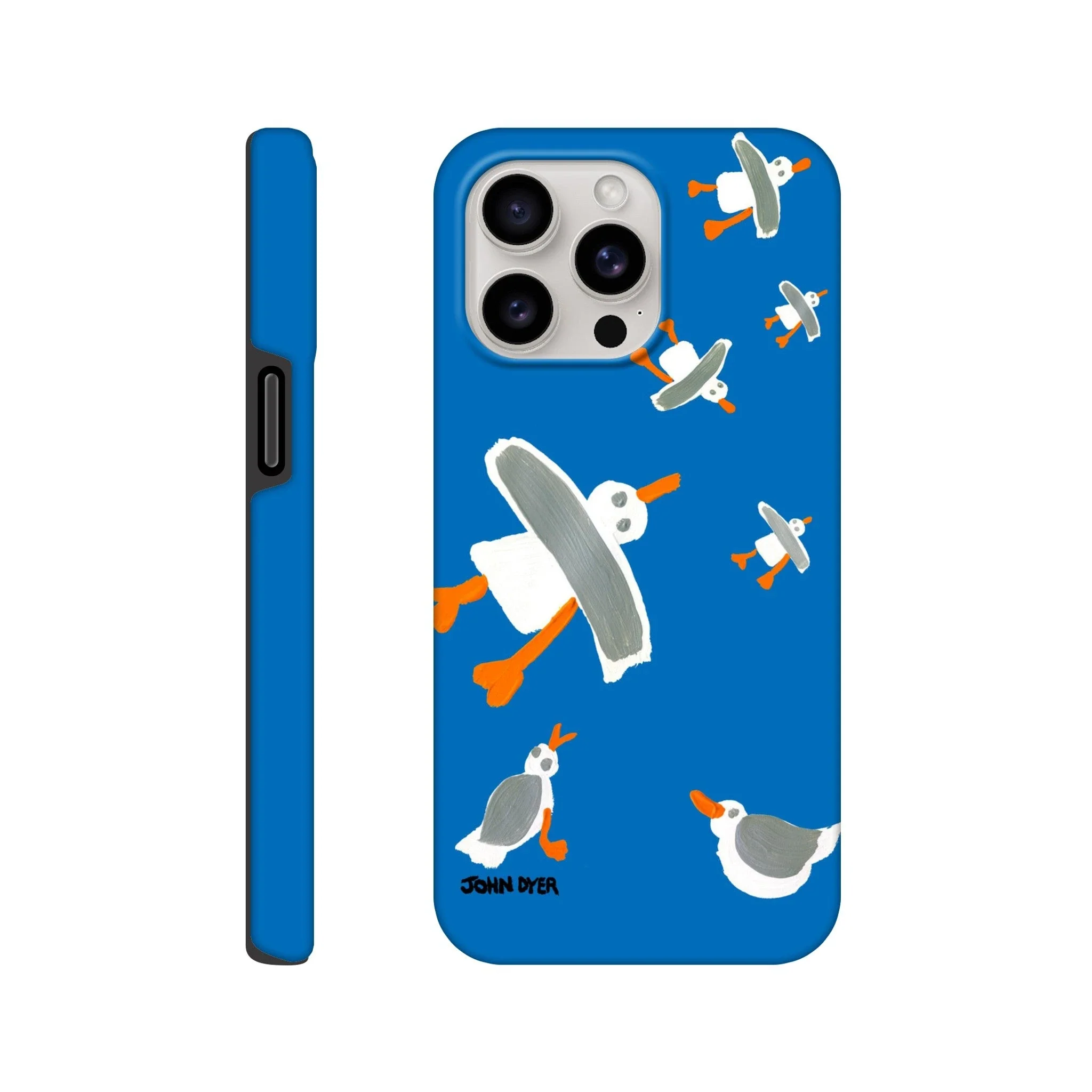 Tough Art Phone Case. Cornish Seagulls - Blue Colour. Artist John Dyer. Cornwall Art Gallery - Image 31