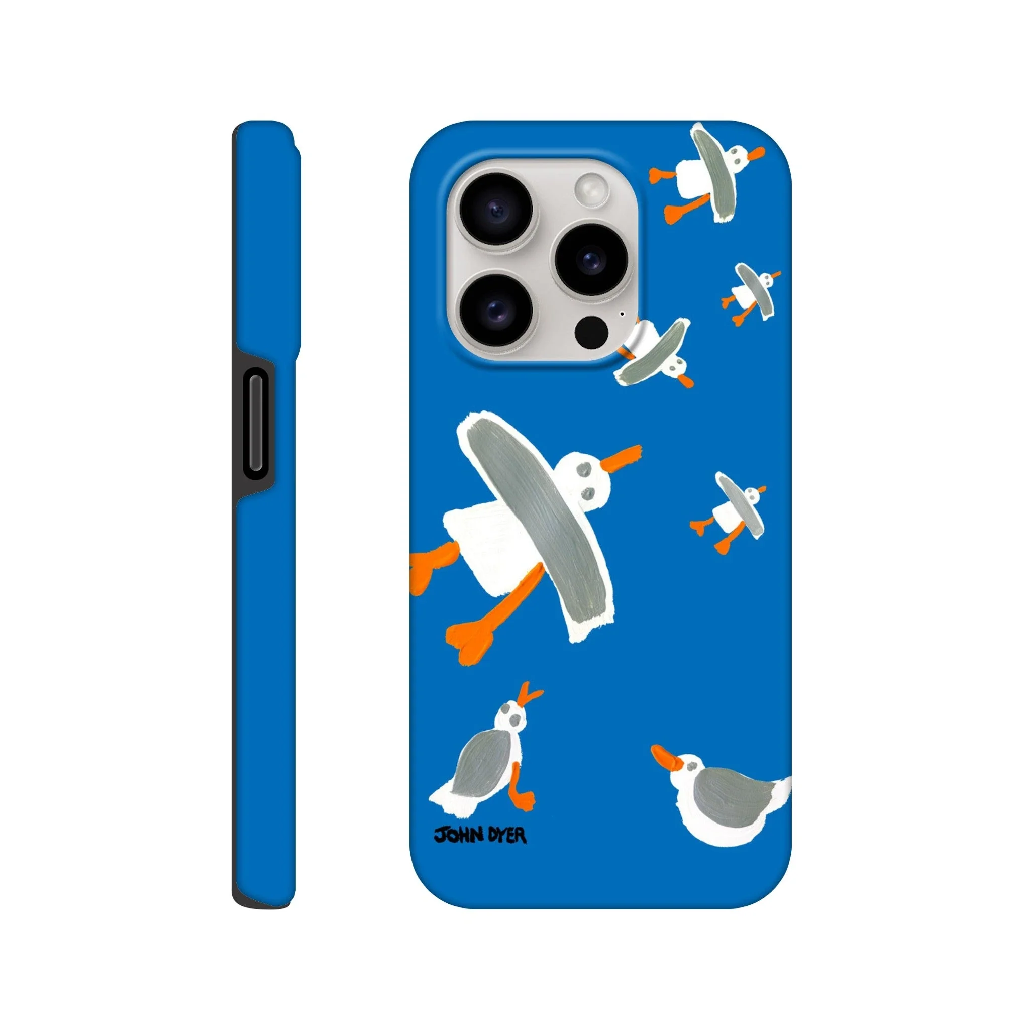 Tough Art Phone Case. Cornish Seagulls - Blue Colour. Artist John Dyer. Cornwall Art Gallery - Image 32